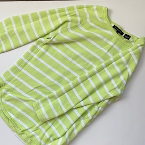 Jeanne Pierre lime and white light sweater